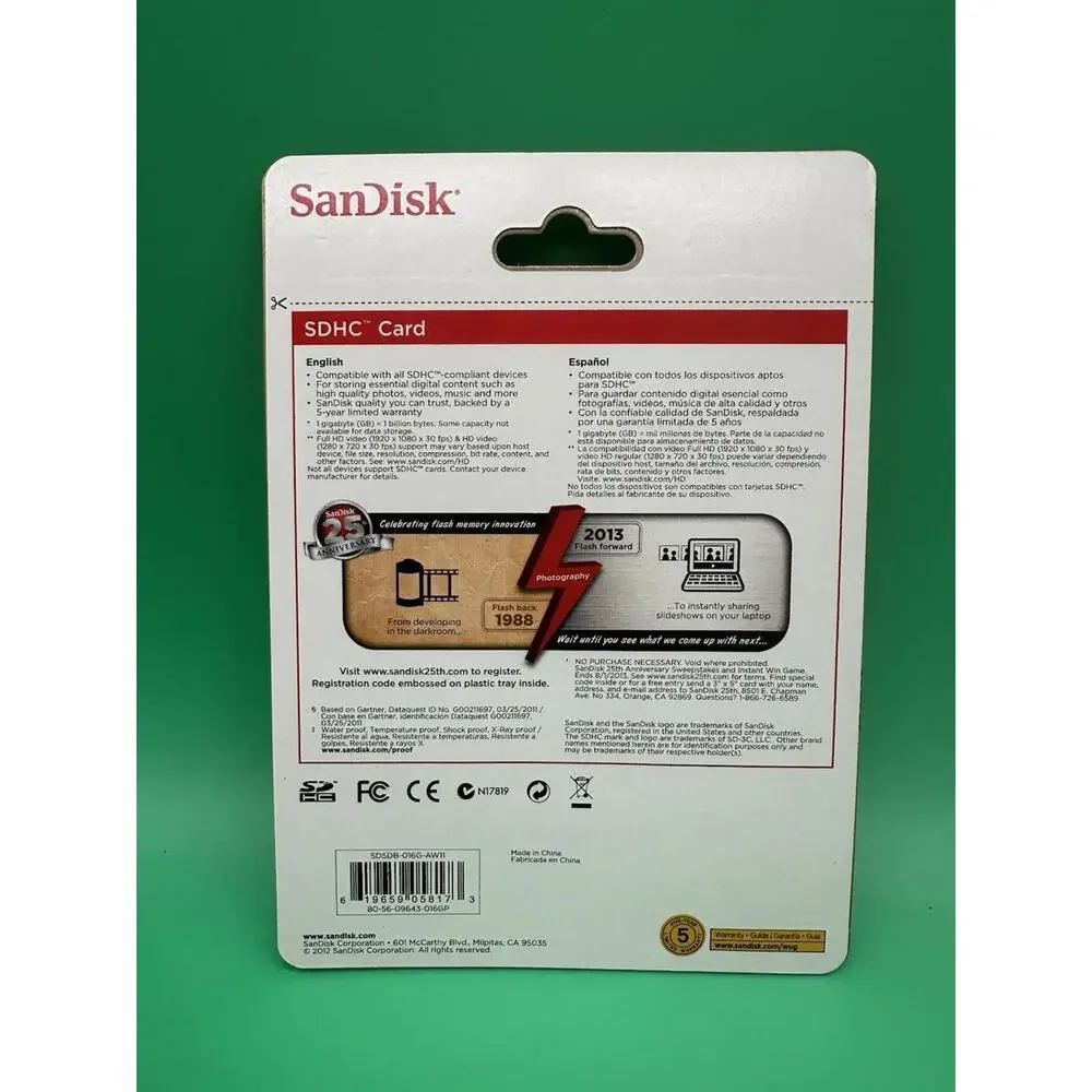 NEW SanDisk 16GB SDHC SD Flash Memory Card Camera SDSDB-016G-AW11